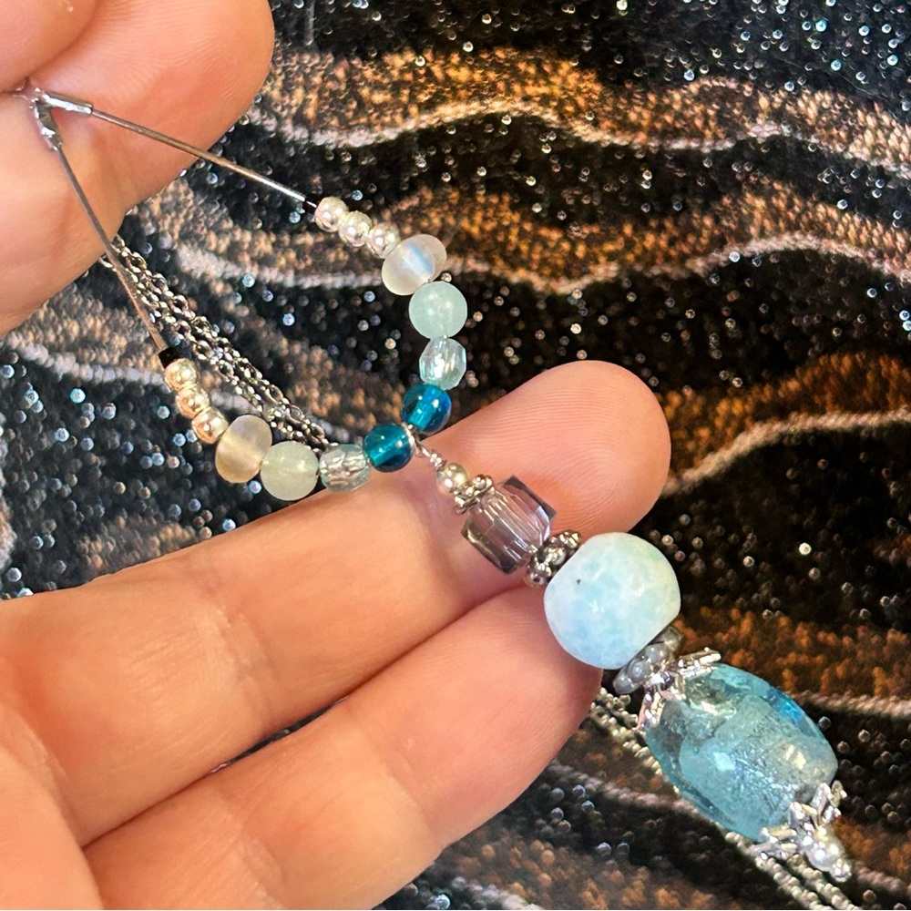 Handcrafted vintage bead changeable charm pendant on chain necklace